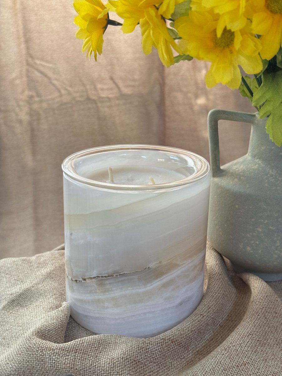 Bougie Pierre Onyx Beige